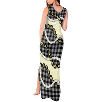 Black Palaka Hawaii Tank Maxi Dress Kukui Nut Pikake Lei Hawaiian Tapa Pattern - Polynesian Pride