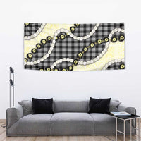 Black Palaka Hawaii Tapestry Kukui Nut Pikake Lei Hawaiian Tapa Pattern - Polynesian Pride