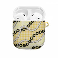 Yellow Palaka Hawaii AirPods Case Kukui Nut Pikake Lei Hawaiian Tapa Pattern - Polynesian Pride