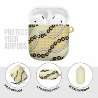 Yellow Palaka Hawaii AirPods Case Kukui Nut Pikake Lei Hawaiian Tapa Pattern - Polynesian Pride