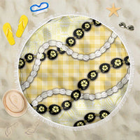 Yellow Palaka Hawaii Beach Blanket Kukui Nut Pikake Lei Hawaiian Tapa Pattern - Polynesian Pride
