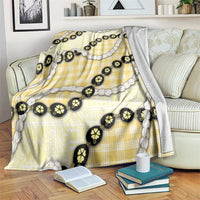 Yellow Palaka Hawaii Blanket Kukui Nut Pikake Lei Hawaiian Tapa Pattern - Polynesian Pride