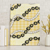 Yellow Palaka Hawaii Canvas Wall Art Kukui Nut Pikake Lei Hawaiian Tapa Pattern - Polynesian Pride