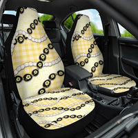 Yellow Palaka Hawaii Car Seat Cover Kukui Nut Pikake Lei Hawaiian Tapa Pattern - Polynesian Pride