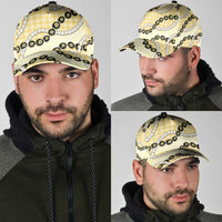 Yellow Palaka Hawaii Classic Cap Kukui Nut Pikake Lei Hawaiian Tapa Pattern LT14 - Polynesian Pride