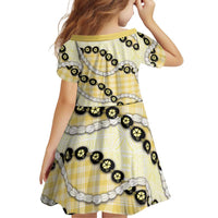 Yellow Palaka Hawaii Family Matching Off Shoulder Short Dress and Hawaiian Shirt Kukui Nut Pikake Lei Hawaiian Tapa Pattern - Polynesian Pride