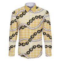 Yellow Palaka Hawaii Family Matching Tank Maxi Dress and Hawaiian Shirt Kukui Nut Pikake Lei Hawaiian Tapa Pattern - Polynesian Pride