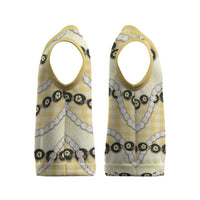 Yellow Palaka Hawaii Christmas Knitted V-Neck Vest Kukui Nut Pikake Lei Hawaiian Tapa Pattern - Polynesian Pride