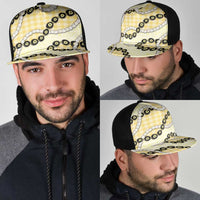 Yellow Palaka Hawaii Mesh Trucker Cap Kukui Nut Pikake Lei Hawaiian Tapa Pattern - Polynesian Pride