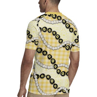 Yellow Palaka Hawaii Rugby Jersey Kukui Nut Pikake Lei Hawaiian Tapa Pattern - Polynesian Pride