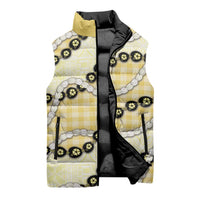 Yellow Palaka Hawaii Sleeveless Puffer Jacket Kukui Nut Pikake Lei Hawaiian Tapa Pattern - Polynesian Pride