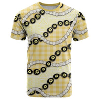 Yellow Palaka Hawaii T Shirt Kukui Nut Pikake Lei Hawaiian Tapa Pattern - Polynesian Pride