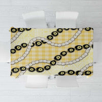 Yellow Palaka Hawaii Tablecloth Kukui Nut Pikake Lei Hawaiian Tapa Pattern - Polynesian Pride