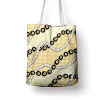 Yellow Palaka Hawaii Tote Bag Kukui Nut Pikake Lei Hawaiian Tapa Pattern - Polynesian Pride