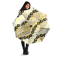 Yellow Palaka Hawaii Umbrella Kukui Nut Pikake Lei Hawaiian Tapa Pattern - Polynesian Pride