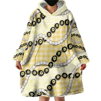 Yellow Palaka Hawaii Wearable Blanket Hoodie Kukui Nut Pikake Lei Hawaiian Tapa Pattern - Polynesian Pride