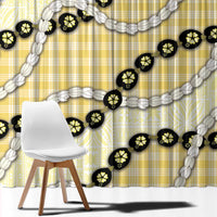 Yellow Palaka Hawaii Window Curtain Kukui Nut Pikake Lei Hawaiian Tapa Pattern - Polynesian Pride