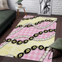 Pink Palaka Hawaii Area Rug Kukui Nut Pikake Lei Hawaiian Tapa Pattern - Polynesian Pride