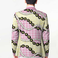 Pink Palaka Hawaii Blazer Kukui Nut Pikake Lei Hawaiian Tapa Pattern - Polynesian Pride