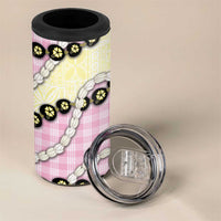 Pink Palaka Hawaii 4 in 1 Can Cooler Tumbler Kukui Nut Pikake Lei Hawaiian Tapa Pattern - Polynesian Pride