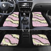 Pink Palaka Hawaii Car Mats Kukui Nut Pikake Lei Hawaiian Tapa Pattern - Polynesian Pride