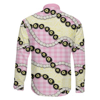 Pink Palaka Hawaii Family Matching Mermaid Dress and Hawaiian Shirt Kukui Nut Pikake Lei Hawaiian Tapa Pattern - Polynesian Pride