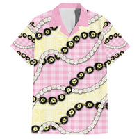 Pink Palaka Hawaii Family Matching Summer Maxi Dress and Hawaiian Shirt Kukui Nut Pikake Lei Hawaiian Tapa Pattern - Polynesian Pride