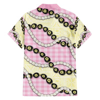 Pink Palaka Hawaii Family Matching Tank Maxi Dress and Hawaiian Shirt Kukui Nut Pikake Lei Hawaiian Tapa Pattern - Polynesian Pride