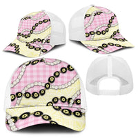 Pink Palaka Hawaii Mesh Trucker Cap Kukui Nut Pikake Lei Hawaiian Tapa Pattern LT14 - Polynesian Pride