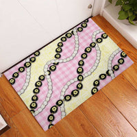 Pink Palaka Hawaii Rubber Doormat Kukui Nut Pikake Lei Hawaiian Tapa Pattern - Polynesian Pride