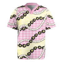 Pink Palaka Hawaii Rugby Jersey Kukui Nut Pikake Lei Hawaiian Tapa Pattern - Polynesian Pride