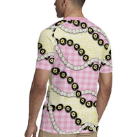 Pink Palaka Hawaii Rugby Jersey Kukui Nut Pikake Lei Hawaiian Tapa Pattern LT14 - Polynesian Pride