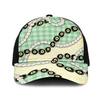 Green Palaka Hawaii Baseball Net Cap Kukui Nut Pikake Lei Hawaiian Tapa Pattern LT14 One Size Black Green - Polynesian Pride