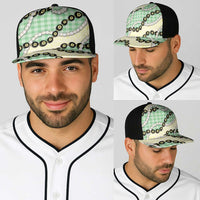 Green Palaka Hawaii Baseball Net Cap Kukui Nut Pikake Lei Hawaiian Tapa Pattern LT14 - Polynesian Pride