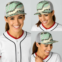 Green Palaka Hawaii Baseball Net Cap Kukui Nut Pikake Lei Hawaiian Tapa Pattern LT14 - Polynesian Pride