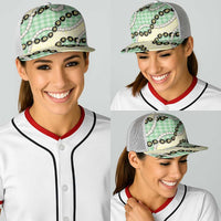 Green Palaka Hawaii Baseball Net Cap Kukui Nut Pikake Lei Hawaiian Tapa Pattern - Polynesian Pride