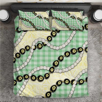 Green Palaka Hawaii Bedding Set Kukui Nut Pikake Lei Hawaiian Tapa Pattern - Polynesian Pride