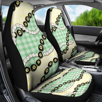Green Palaka Hawaii Car Seat Cover Kukui Nut Pikake Lei Hawaiian Tapa Pattern - Polynesian Pride
