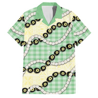Green Palaka Hawaii Family Matching Puletasi and Hawaiian Shirt Kukui Nut Pikake Lei Hawaiian Tapa Pattern LT14 Dad's Shirt - Short Sleeve Green - Polynesian Pride