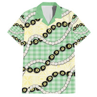 Green Palaka Hawaii Family Matching Short Sleeve Bodycon Dress and Hawaiian Shirt Kukui Nut Pikake Lei Hawaiian Tapa Pattern LT14 Dad's Shirt - Short Sleeve Green - Polynesian Pride