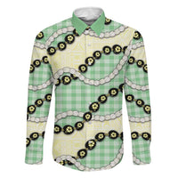 Green Palaka Hawaii Family Matching Short Sleeve Bodycon Dress and Hawaiian Shirt Kukui Nut Pikake Lei Hawaiian Tapa Pattern LT14 Dad's Shirt - Long Sleeve Green - Polynesian Pride