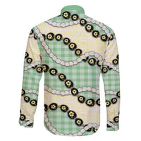 Green Palaka Hawaii Family Matching Short Sleeve Bodycon Dress and Hawaiian Shirt Kukui Nut Pikake Lei Hawaiian Tapa Pattern LT14 - Polynesian Pride