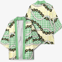 Green Palaka Hawaii Kimono Kukui Nut Pikake Lei Hawaiian Tapa Pattern - Polynesian Pride