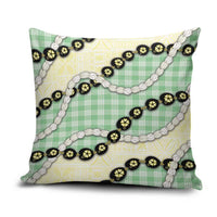 Green Palaka Hawaii Pillow Cover Kukui Nut Pikake Lei Hawaiian Tapa Pattern - Polynesian Pride