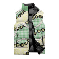 Green Palaka Hawaii Sleeveless Puffer Jacket Kukui Nut Pikake Lei Hawaiian Tapa Pattern - Polynesian Pride