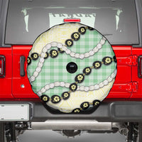 Green Palaka Hawaii Spare Tire Cover Kukui Nut Pikake Lei Hawaiian Tapa Pattern - Polynesian Pride
