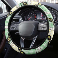 Green Palaka Hawaii Steering Wheel Cover Kukui Nut Pikake Lei Hawaiian Tapa Pattern - Polynesian Pride