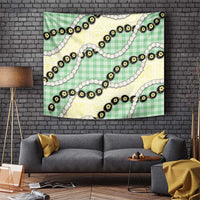 Green Palaka Hawaii Tapestry Kukui Nut Pikake Lei Hawaiian Tapa Pattern - Polynesian Pride