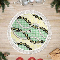 Green Palaka Hawaii Tree Skirt Kukui Nut Pikake Lei Hawaiian Tapa Pattern - Polynesian Pride