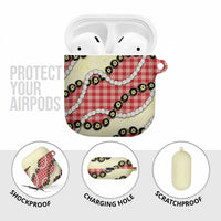 Red Palaka Hawaii AirPods Case Kukui Nut Pikake Lei Hawaiian Tapa Pattern - Polynesian Pride